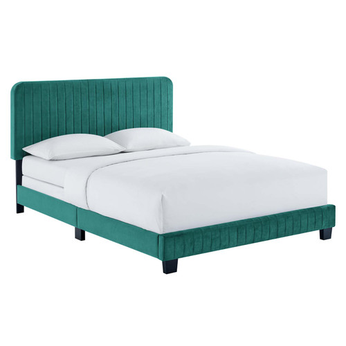 Celine Channel Tufted Performance Velvet Full Bed MOD-6331-TEA