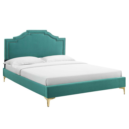 Adelaide Performance Velvet Full Platform Bed MOD-6856-TEA