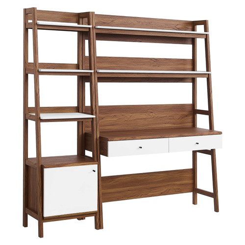 Bixby 2-Piece Wood Office Desk and Bookshelf EEI-6111-WAL-WHI