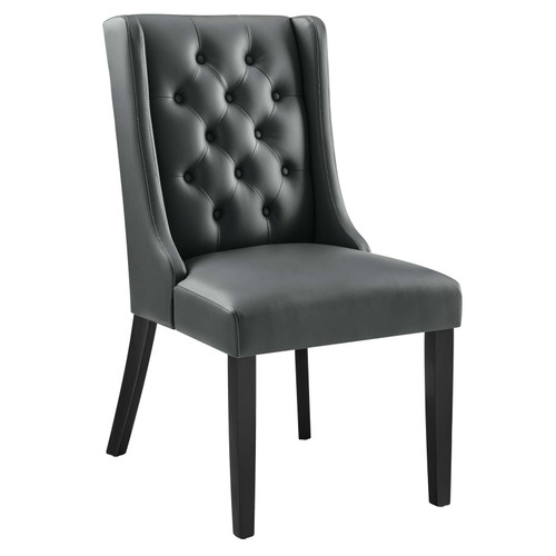 Baronet Button Tufted Vegan Leather Dining Chair EEI-2234-GRY