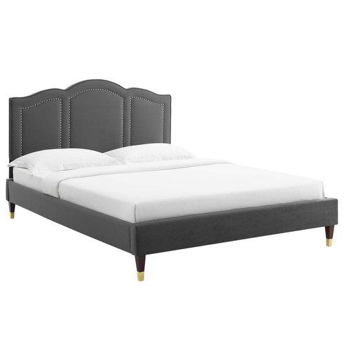 Emerson Performance Velvet Full Platform Bed MOD-6854-CHA