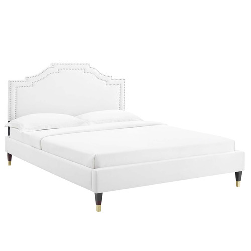 Adelaide Performance Velvet Twin Platform Bed MOD-6851-WHI