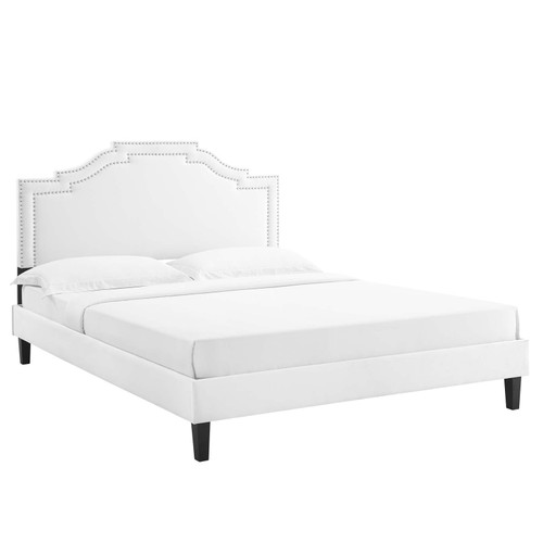 Adelaide Performance Velvet Queen Platform Bed MOD-6582-WHI