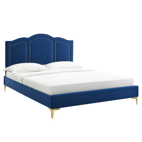 Emerson Performance Velvet Queen Platform Bed MOD-6577-NAV