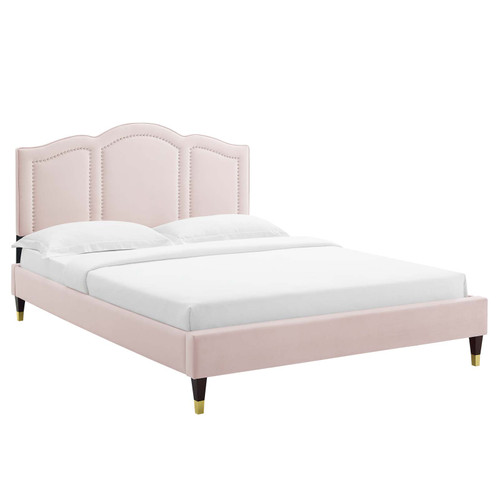 Emerson Performance Velvet Queen Platform Bed MOD-6578-PNK