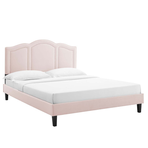 Emerson Performance Velvet Queen Platform Bed MOD-6579-PNK