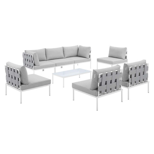 Harmony 8-Piece  Sunbrella® Outdoor Patio All Mesh Sectional Sofa Set EEI-4941-GRY-GRY-SET