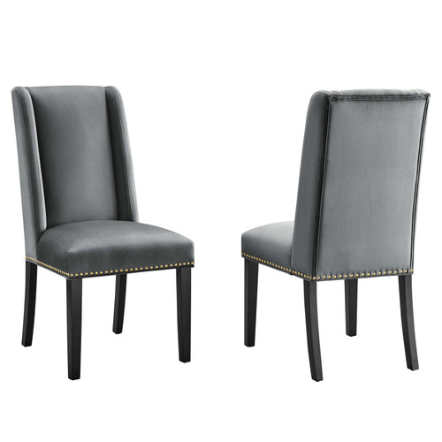 Baron Performance Velvet Dining Chairs - Set of 2 EEI-5012-GRY