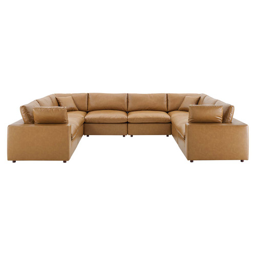 Commix Down Filled Overstuffed Vegan Leather 8-Piece Sectional Sofa EEI-4923-TAN