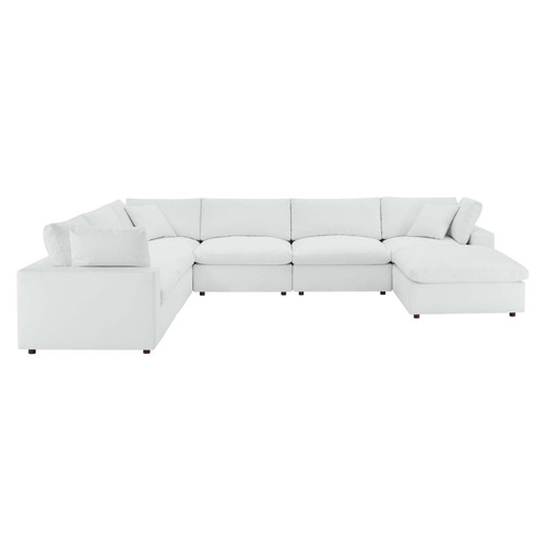 Commix Down Filled Overstuffed Vegan Leather 7-Piece Sectional Sofa EEI-4922-WHI