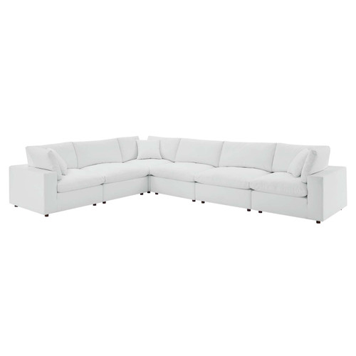 Commix Down Filled Overstuffed Vegan Leather 6-Piece Sectional Sofa EEI-4921-WHI