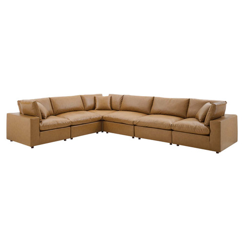 Commix Down Filled Overstuffed Vegan Leather 6-Piece Sectional Sofa EEI-4921-TAN