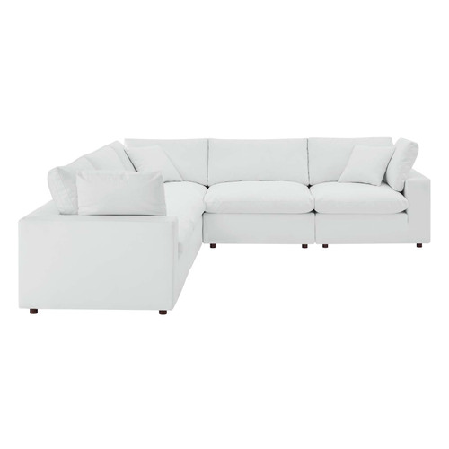 Commix Down Filled Overstuffed Vegan Leather 5-Piece Sectional Sofa EEI-4920-WHI