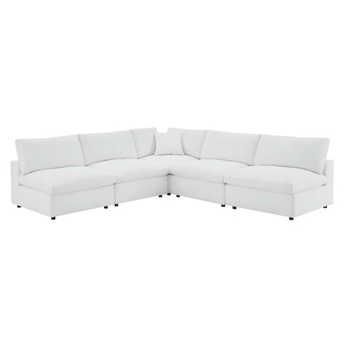 Commix Down Filled Overstuffed Vegan Leather 5-Piece Sectional Sofa EEI-4919-WHI