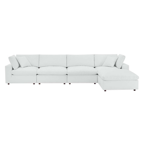 Commix Down Filled Overstuffed Vegan Leather 5-Piece Sectional Sofa EEI-4917-WHI