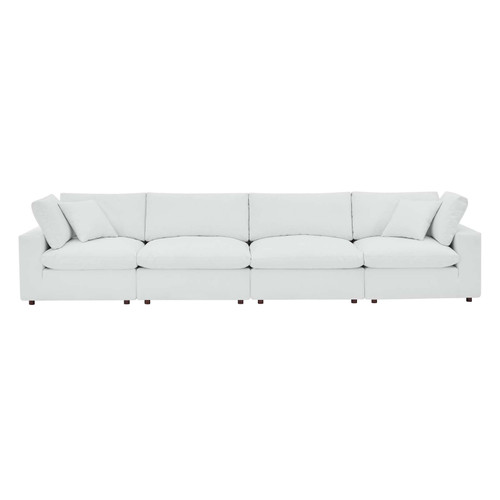 Commix Down Filled Overstuffed Vegan Leather 4-Seater Sofa EEI-4916-WHI