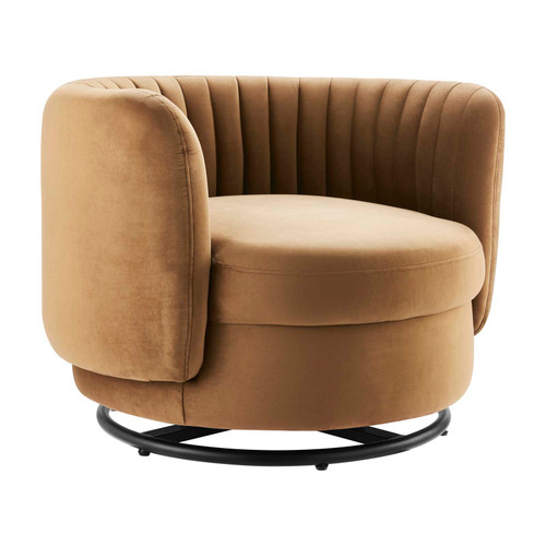 Embrace Tufted Performance Velvet Swivel Chair EEI-4998-BLK-COG