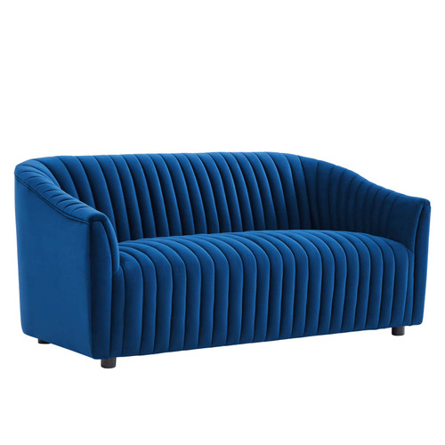 Announce Performance Velvet Channel Tufted Loveseat EEI-5054-NAV