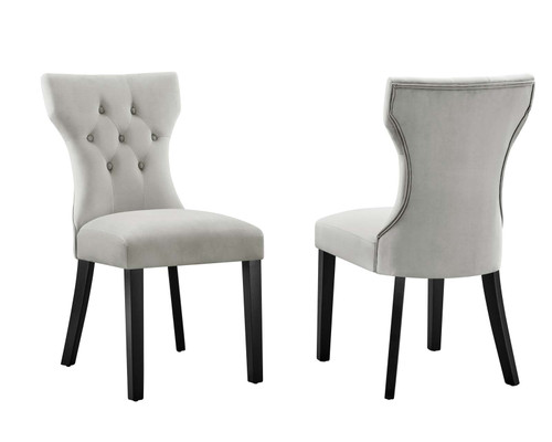 Silhouette Performance Velvet Dining Chairs - Set of 2 EEI-5014-LGR