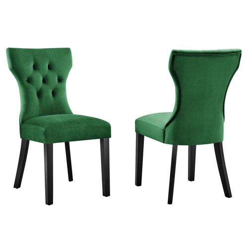 Silhouette Performance Velvet Dining Chairs - Set of 2 EEI-5014-EME