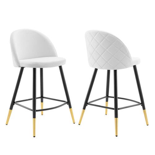 Cordial Performance Velvet Counter Stools - Set of 2 EEI-4529-WHI