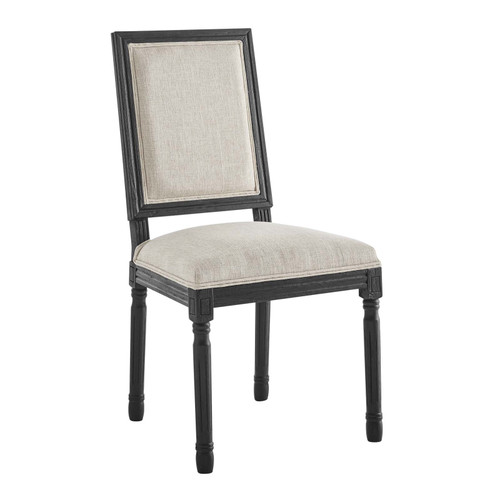 Court French Vintage Upholstered Fabric Dining Side Chair EEI-4661-BLK-BEI