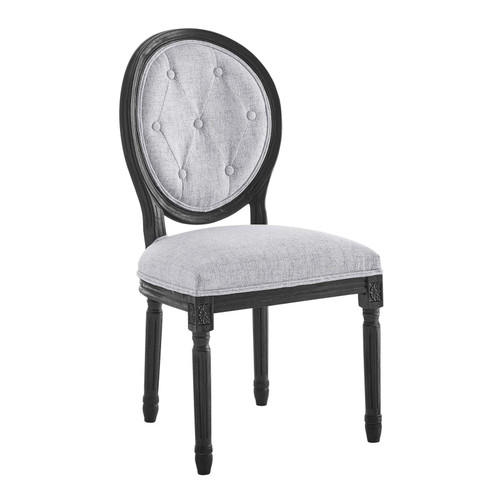 Arise Vintage French Upholstered Fabric Dining Side Chair EEI-4664-BLK-LGR