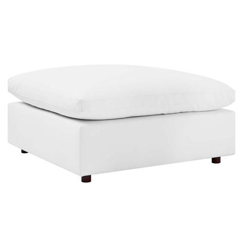 Commix Down Filled Overstuffed Vegan Leather Ottoman EEI-4695-WHI