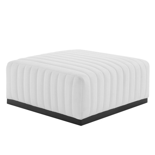 Conjure Channel Tufted Upholstered Fabric Ottoman EEI-5501-BLK-WHI