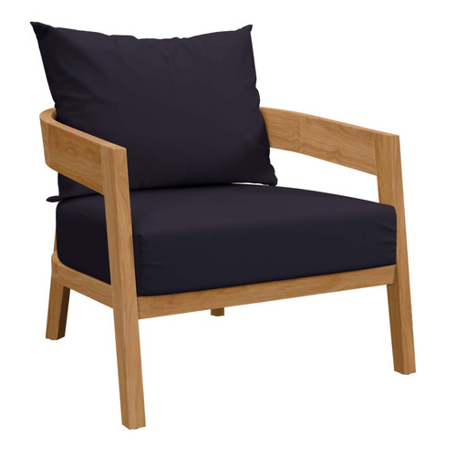 Brisbane Teak Wood Outdoor Patio Armchair EEI-5602-NAT-NAV