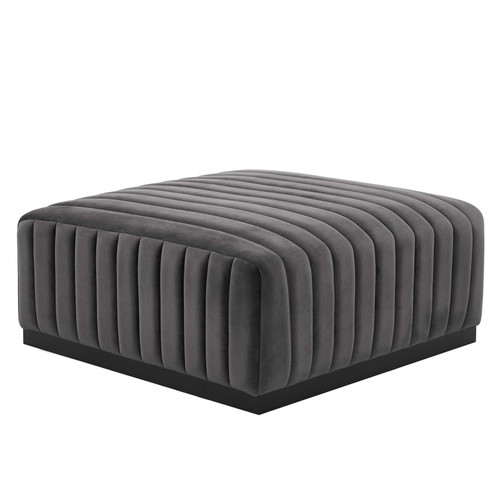 Conjure Channel Tufted Performance Velvet Ottoman EEI-5500-BLK-GRY