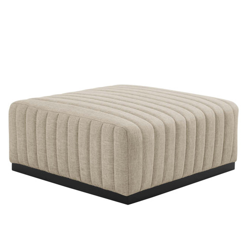 Conjure Channel Tufted Upholstered Fabric Ottoman EEI-5501-BLK-BEI