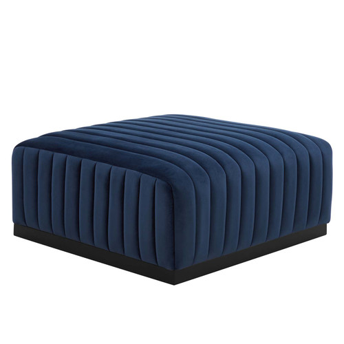 Conjure Channel Tufted Performance Velvet Ottoman EEI-5500-BLK-MID