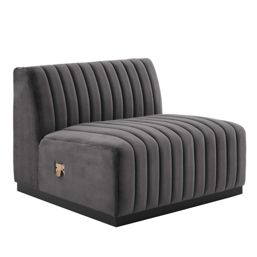 Conjure Channel Tufted Performance Velvet Armless Chair EEI-5494-BLK-GRY