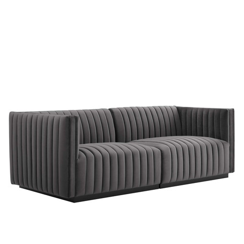 Conjure Channel Tufted Performance Velvet Loveseat EEI-5764-BLK-GRY