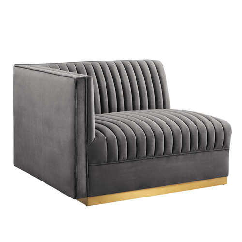 Sanguine Channel Tufted Performance Velvet Modular Sectional Sofa Left-Arm Chair EEI-6031-GRY