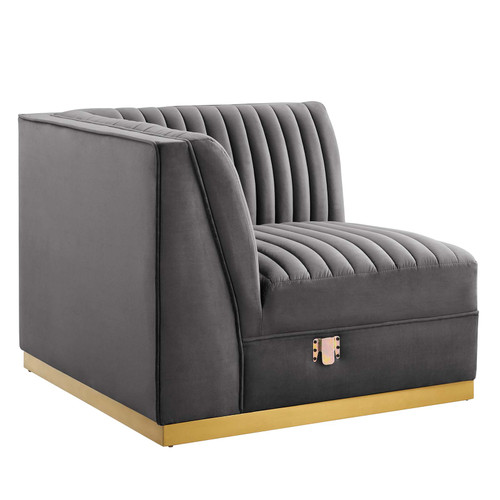Sanguine Channel Tufted Performance Velvet Modular Sectional Sofa Left Corner Chair EEI-6034-GRY