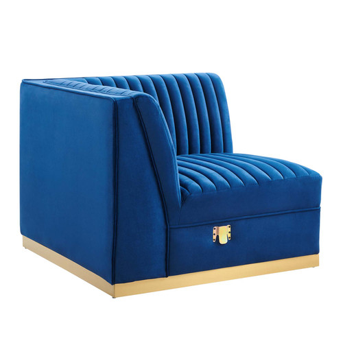 Sanguine Channel Tufted Performance Velvet Modular Sectional Sofa Left Corner Chair EEI-6034-NAV