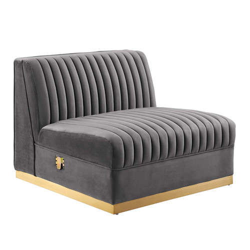 Sanguine Channel Tufted Performance Velvet Modular Sectional Sofa Armless Chair EEI-6033-GRY