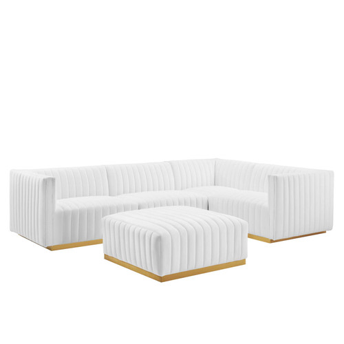 Conjure Channel Tufted Performance Velvet 5-Piece Sectional EEI-5853-GLD-WHI