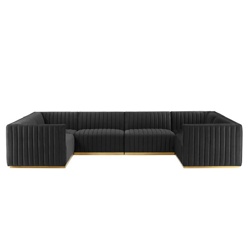 Conjure Channel Tufted Performance Velvet 6-Piece U-Shaped Sectional EEI-5851-GLD-BLK