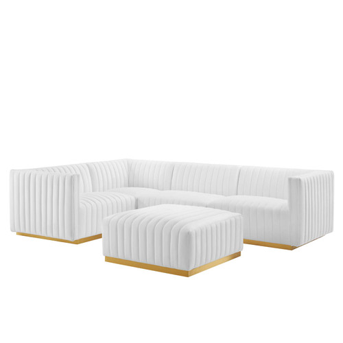 Conjure Channel Tufted Performance Velvet 5-Piece Sectional EEI-5852-GLD-WHI