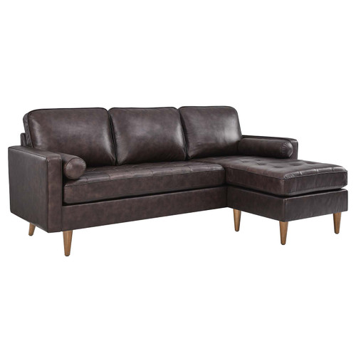 Valour 78" Leather Apartment Sectional Sofa EEI-5872-BRN