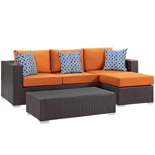 Convene 3 Piece Outdoor Patio Sofa Set EEI-2364-EXP-ORA-SET