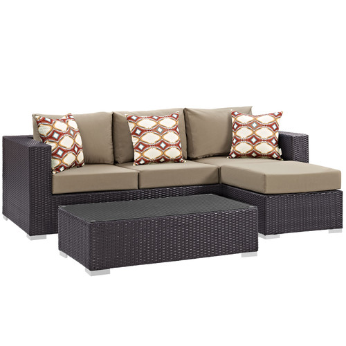 Convene 3 Piece Outdoor Patio Sofa Set EEI-2364-EXP-MOC-SET