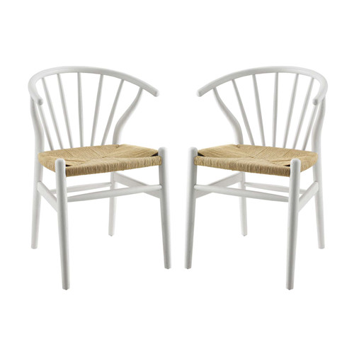 Flourish Spindle Wood Dining Side Chair Set of 2 EEI-4168-WHI