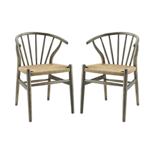 Flourish Spindle Wood Dining Side Chair Set of 2 EEI-4168-GRY