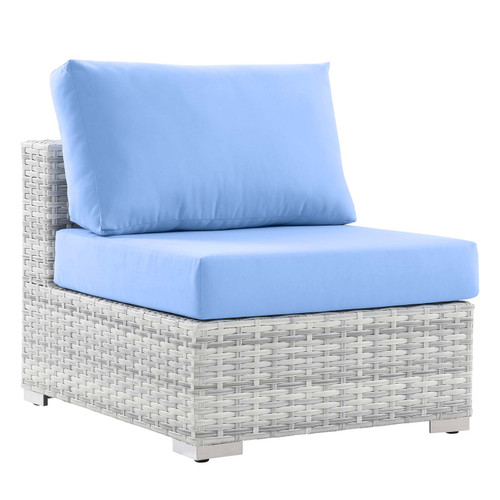 Convene Outdoor Patio Armless Chair EEI-4298-LGR-LBU