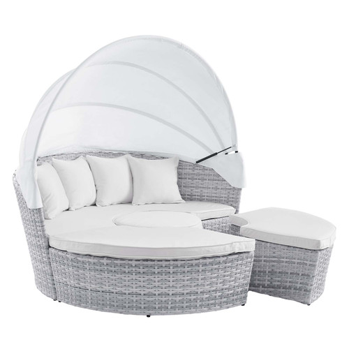 Scottsdale Canopy Outdoor Patio Daybed EEI-4442-LGR-WHI