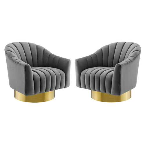 Buoyant Swivel Chair Performance Velvet Set of 2 EEI-4430-GRY